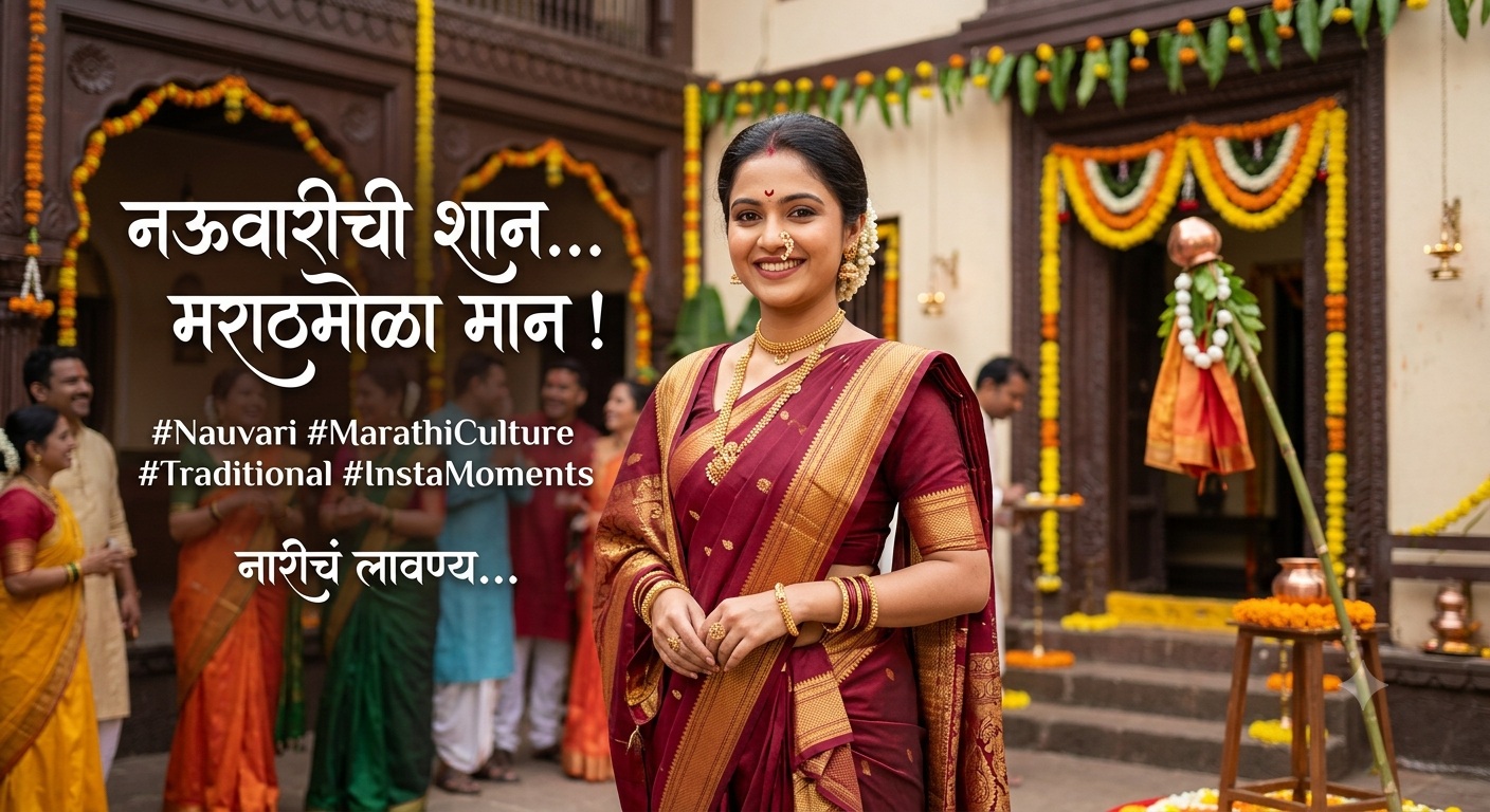 400+ Nauvari Saree Captions for Instagram in Marathi