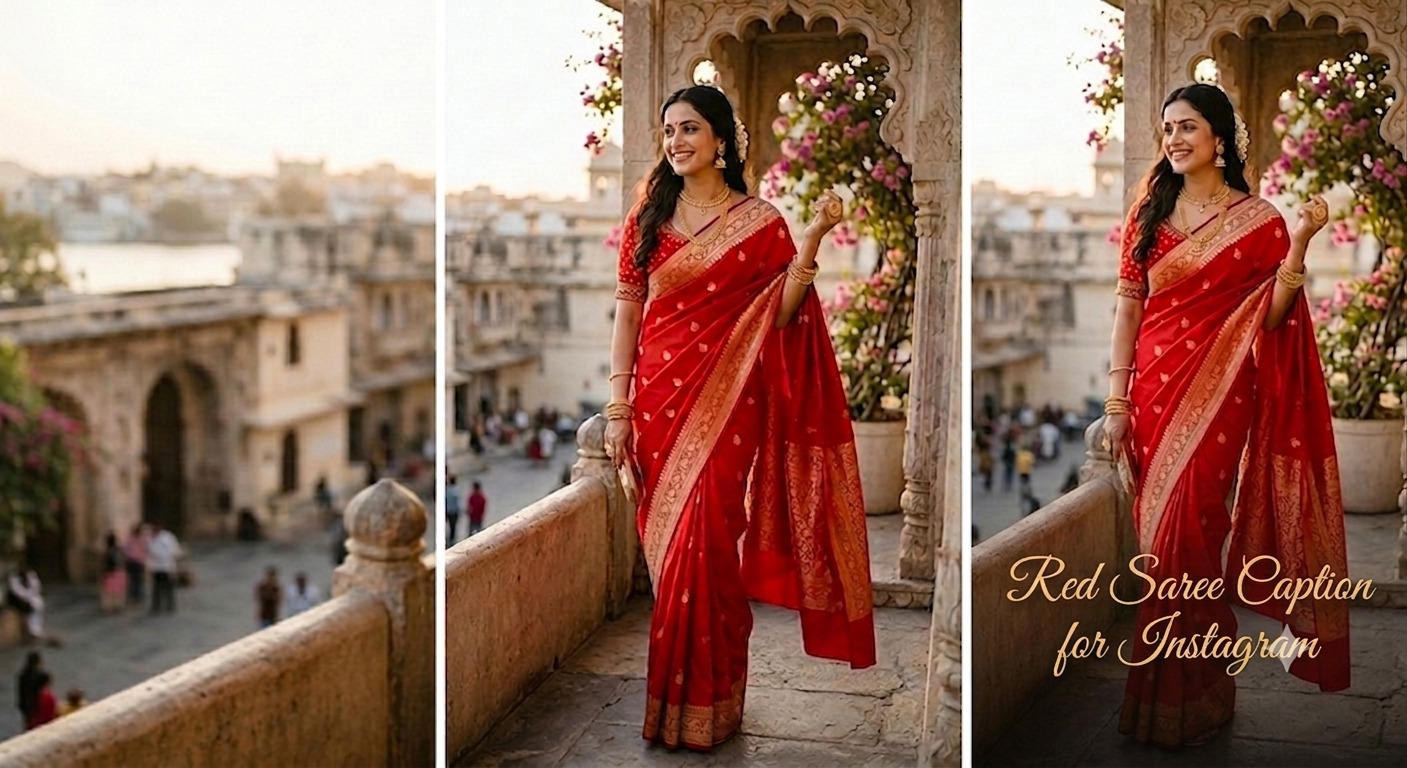 200+ Red Saree Caption for Instagram: Elegant, Traditional & Stylish